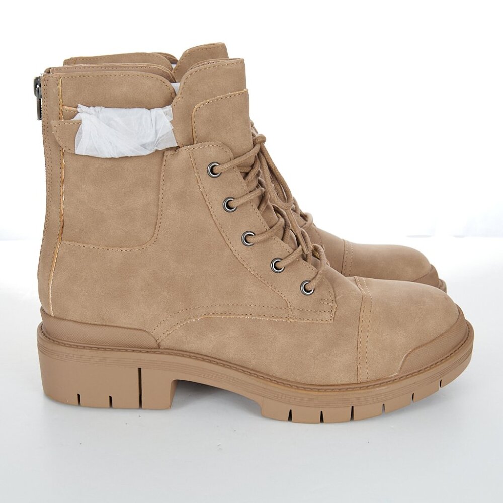 MIA Elora Leather Combat Lace Up Bootie in Tan Women's Size 11 NWT - Picture 1 of 9